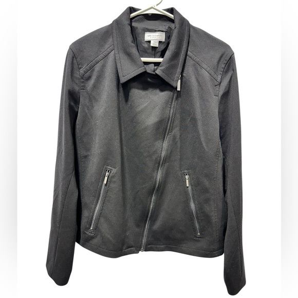Liz Claiborne Jackets & Blazers - NWT Liz Claiborne Simply Liz black zip-front moto jacket Size XL